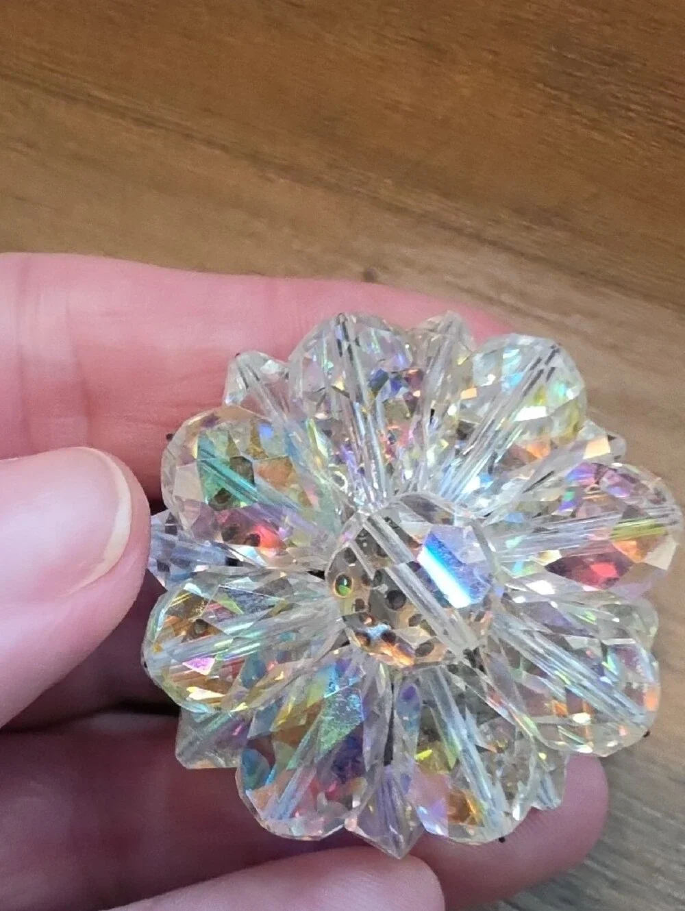 Crystal Prism Decorative Accent - Clear Iridescent Brooch